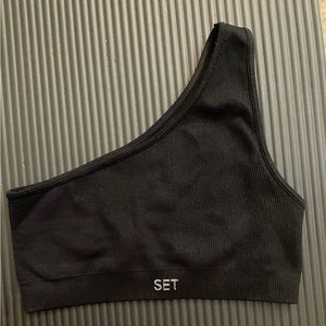 SET Active one shoulder bra in Onyx